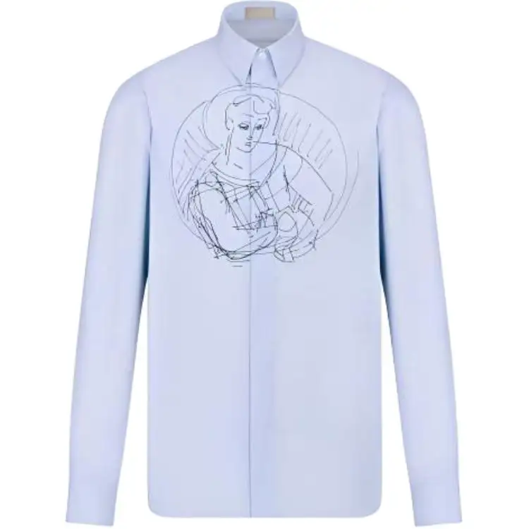 DIOR Shirts Men's Blue Lapel Moderate Other