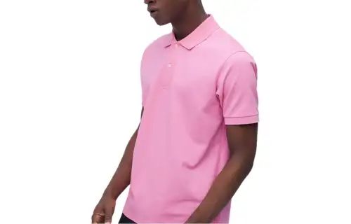 UNIQLO Polo Shirts Unisex Peach Pink Polo Collar Moderate Straight Fit