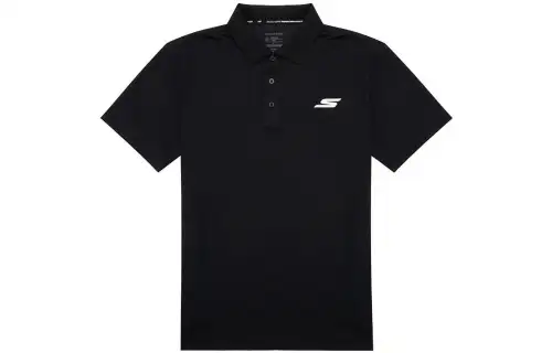 Skechers Polo Shirts Men's Black Polo Collar Moderate Straight Fit