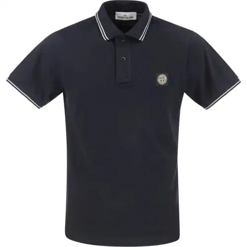 Stone Island Logo Patch Short-Sleeved Polo Shirt