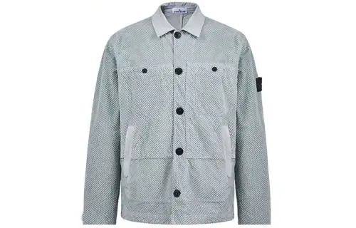STONE ISLAND Shirts Men's Pearl Gray Lapel Moderate Other