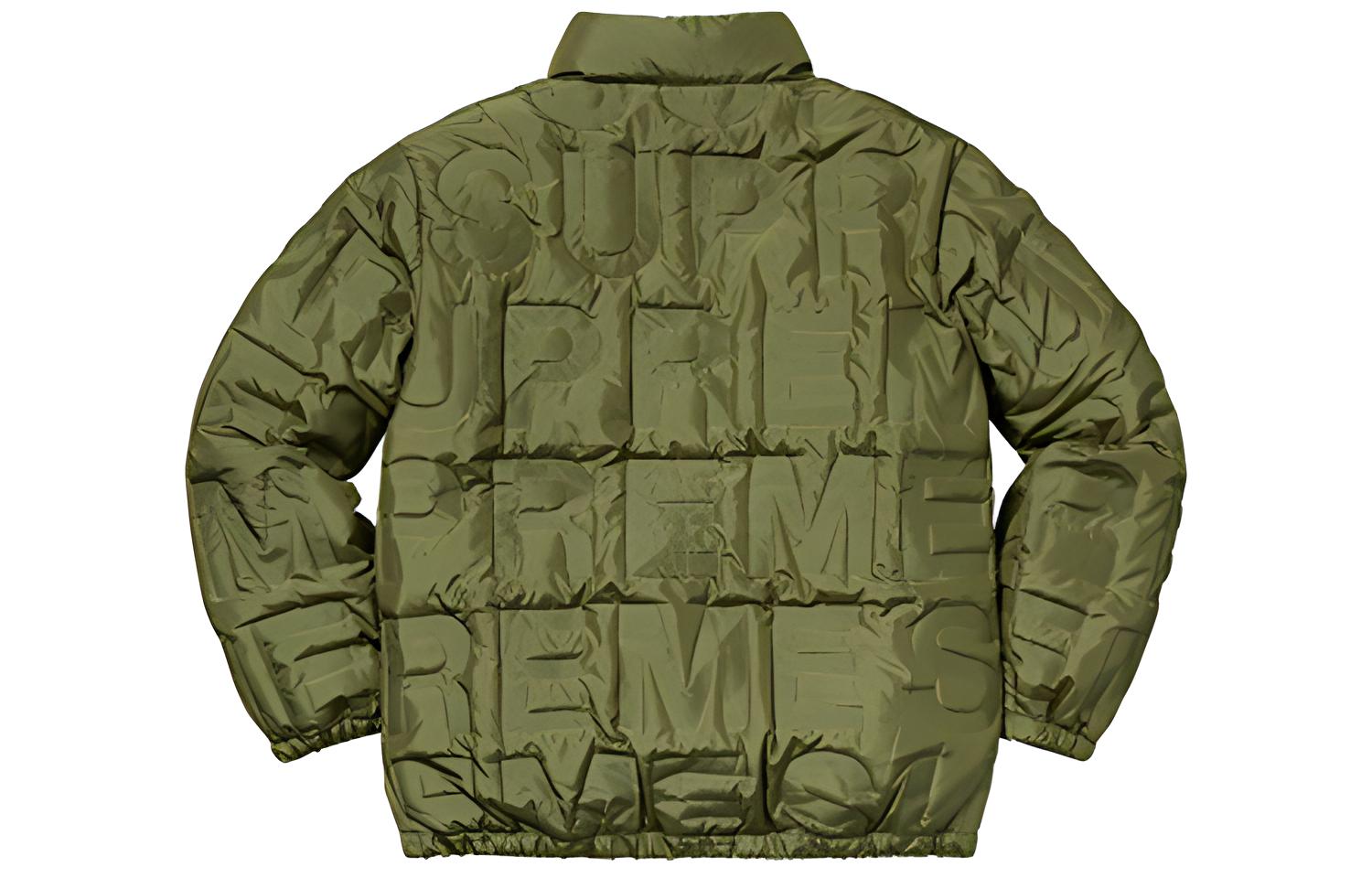 Куртка Supreme SS19 Bonded Logo Puffy Jacket Olive (оливковая) — фото 2