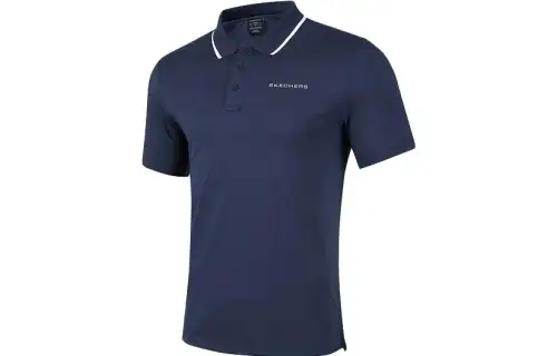 Skechers Polo Shirts Men's Marine Collegiate Blue/02MZ Polo Collar Moderate Straight Fit