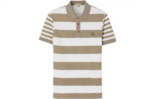 Burberry Polo Shirts Men's Beige Polo Collar Moderate Straight Fit