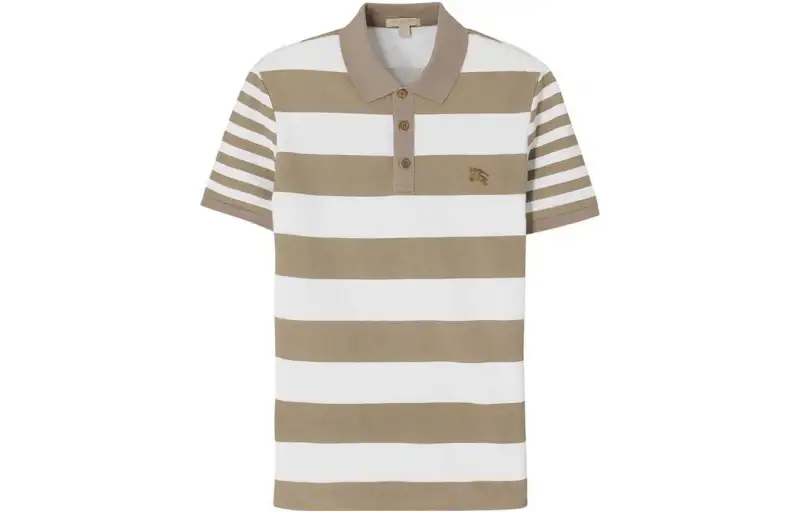 Burberry Polo Shirts Men's Beige Polo Collar Moderate Straight Fit