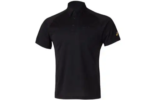 ASICS Gold Stage Polo Shirts Men's Black Polo Collar Moderate Straight Fit