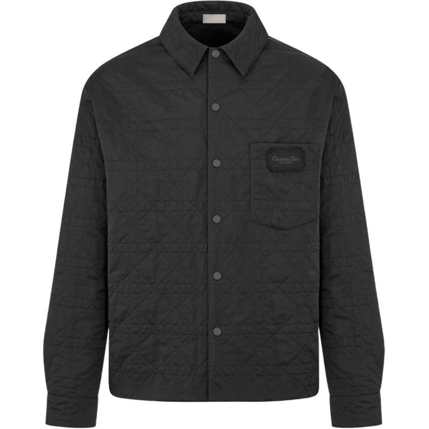 DIOR Dior SS25 Spring Men's Ready-to-Wear Collection Cannage Pattern Solid Color Single-breasted Pointed Collar Long-Sleeved Shirt Men's Black