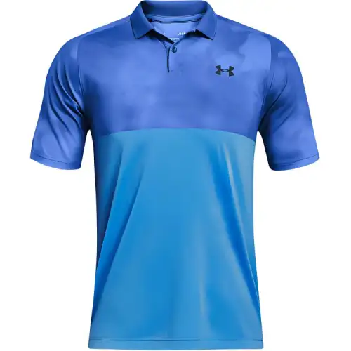 Under Armour Polo Shirts Men's Blue Crew Neck Moderate Straight Fit