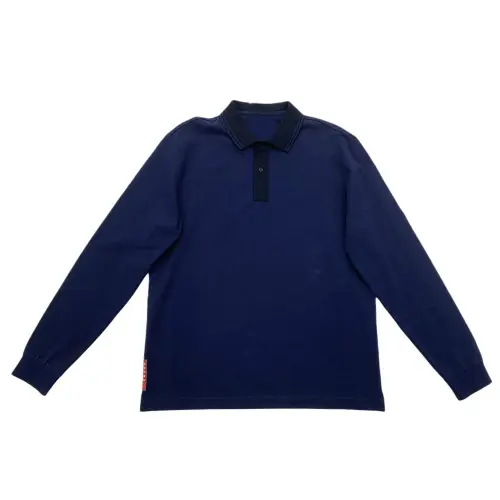 PRADA Polo Shirts Men's Blue Polo Collar Moderate Other