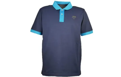 PRADA Polo Shirts Men's Dark Blue Polo Collar Moderate Straight Fit