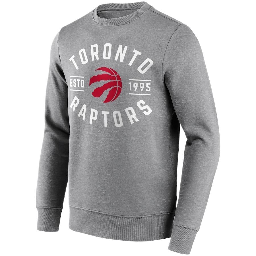 NBA Toronto Raptors True Classic Monogram Printed Athletic Pullover Long Sleeve Sweatshirt Men's Gray