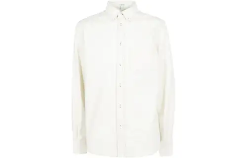 LOEWE Shirts Men's White Lapel Moderate Shirt