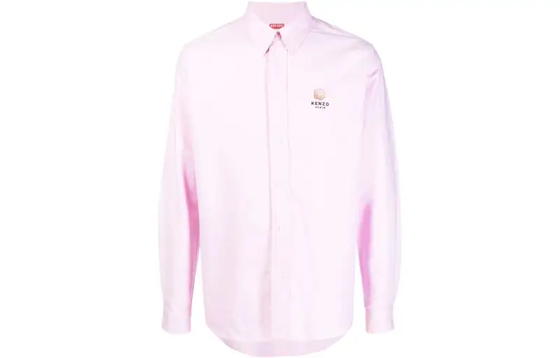 KENZO Boke Flower Series Shirts Men's Pink Polo Collar Moderate Shirt