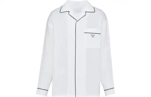 PRADA Shirts Men's White Stand Collar Moderate