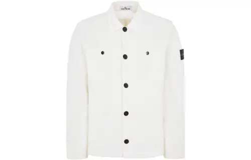 STONE ISLAND Shirts Men's White Lapel Moderate Other