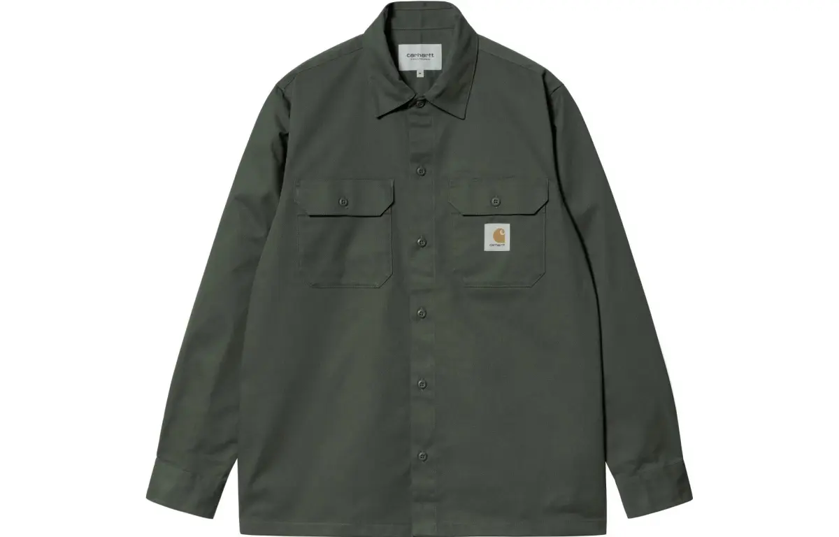 Carhartt WIP Shirts Men's Army Green Lapel Moderate Other
