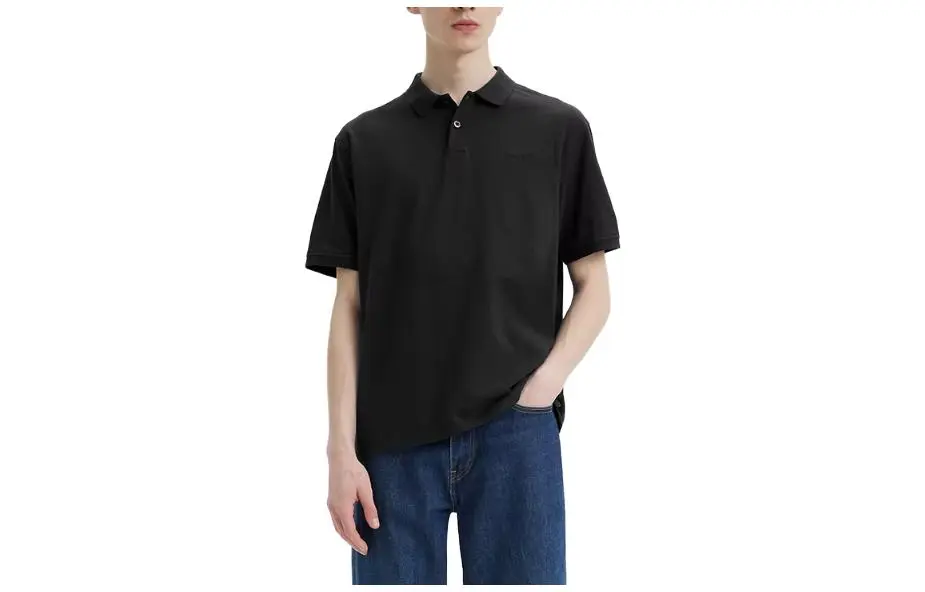 Levi's Polo Shirts Men's Black Polo Collar Moderate