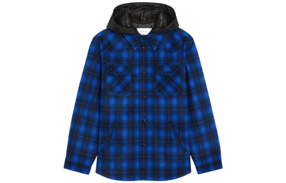 CELINE Pre Owned Checked Hooded Shirt Jacket