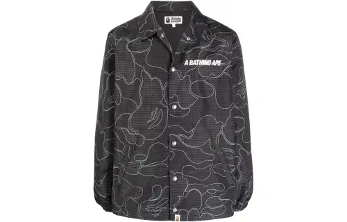 A BATHING APE Bape Shirts Men's Black Lapel Moderate Other