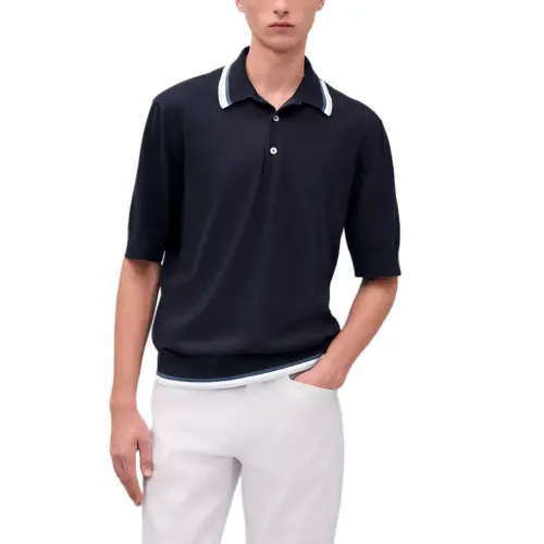 HERMES SS25 Polo Shirt Men's Marine Blue