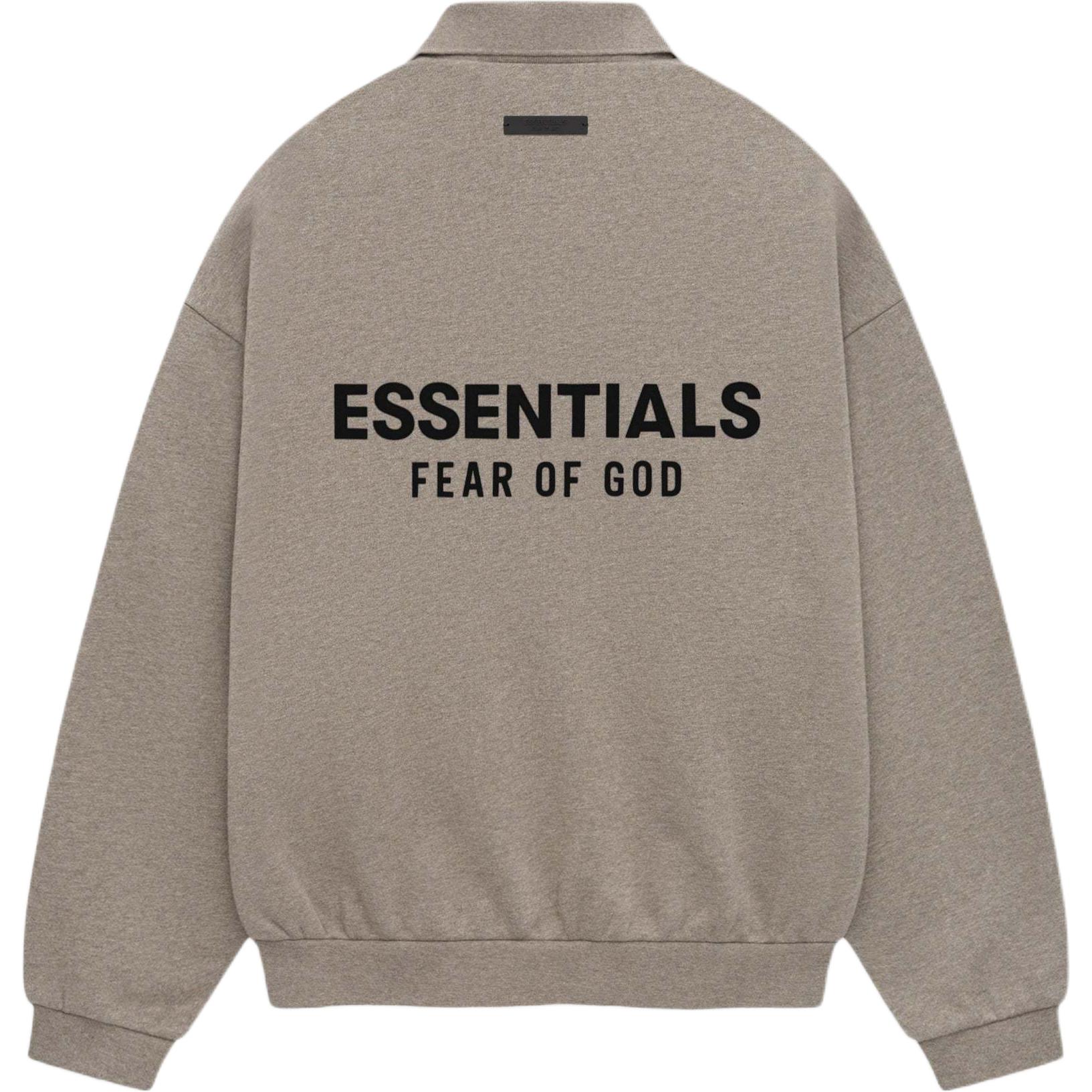Мужское худи Fear Fear of God Essentials FALL24 HOLIDAY Fleece Polo Polo /HEATHER GRAY (темный пыльный серый)