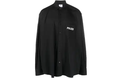 Vetements Shirts Men's Black Lapel Moderate Shirt
