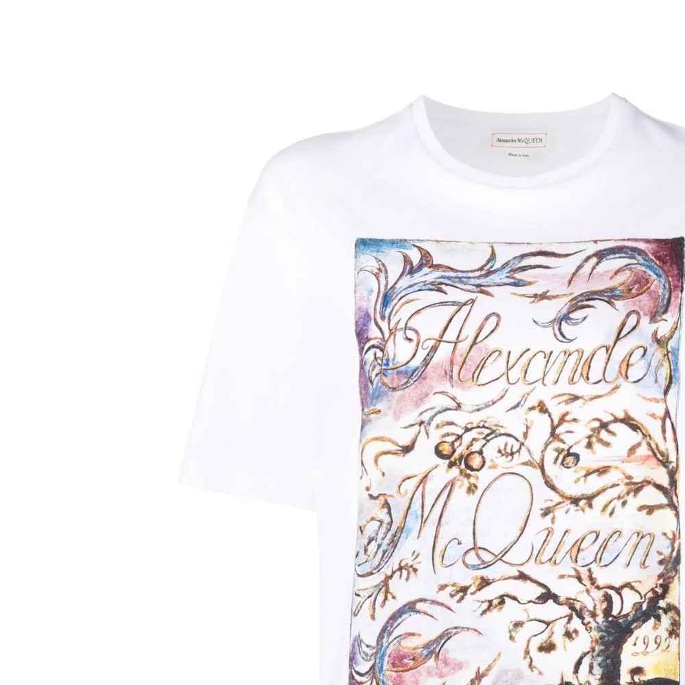 Женская футболка Alexander McQueen Nature Print (белая) — фото 4