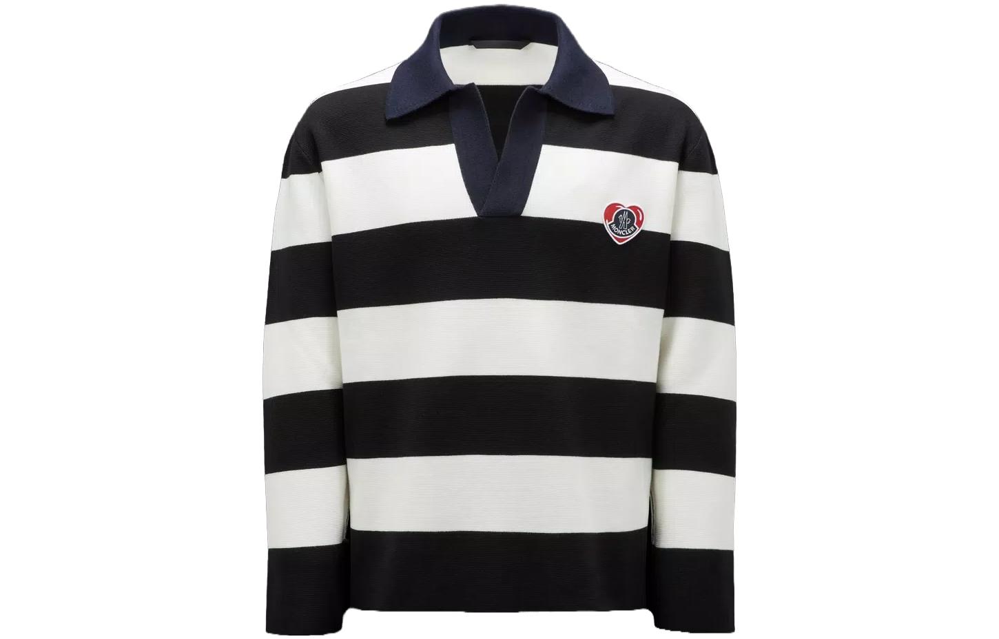 Мужское худи Moncler Moncoeur Motif Knit Polo Shirt (полосатое)