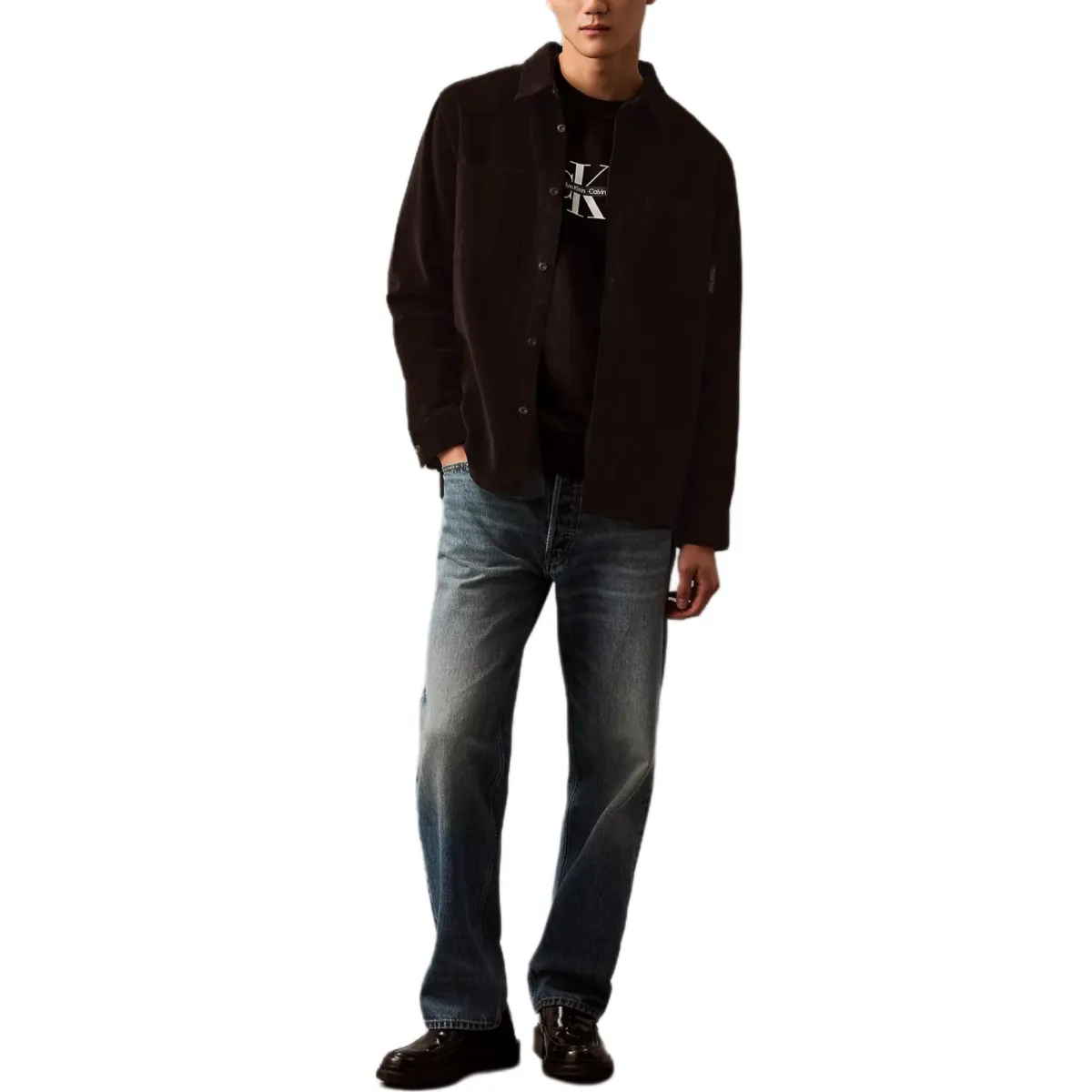 Calvin Klein Shirts Men's Black Pointed Collar Moderate