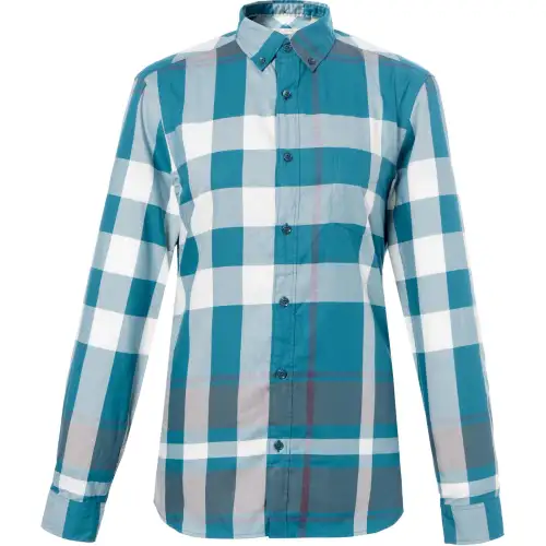 Burberry Men's Check Button-Up Long-Sleeve Shirt Green
