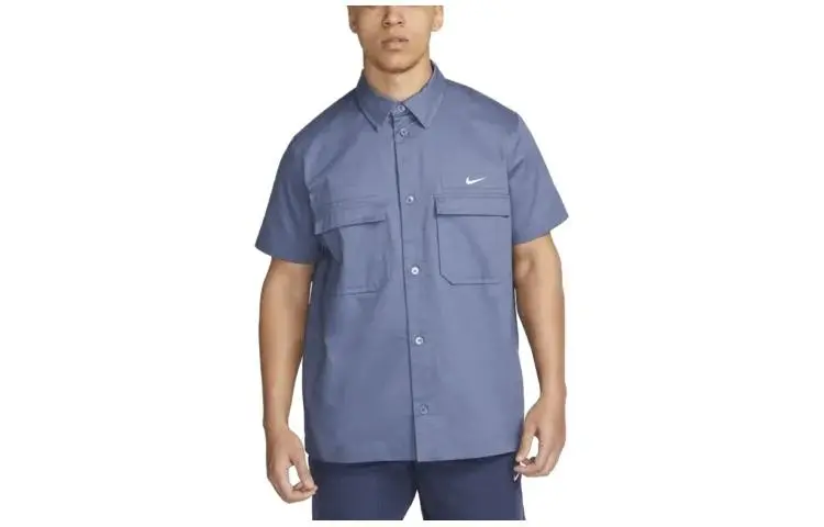 Nike Shirts Men's Diffused Blue Pointed Collar Moderate Straight Fit