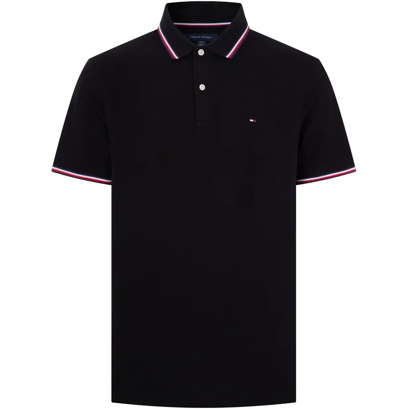 Tommy Hilfiger Polo Shirt Men's Obsidian Black Color
