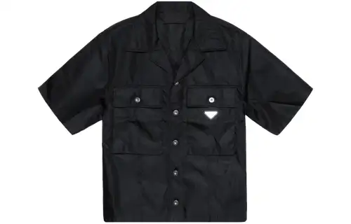 PRADA Shirts Men's Black Lapel Moderate Other