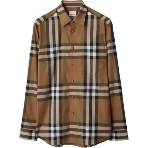 Burberry Shirts Men's Brown Pointed Collar Moderate Other