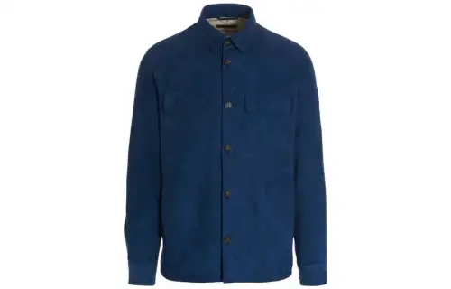 Loro Piana Shirts Men's Blue Lapel