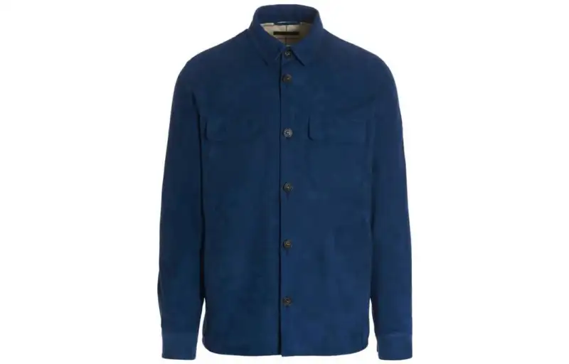 Loro Piana Shirts Men's Blue Lapel