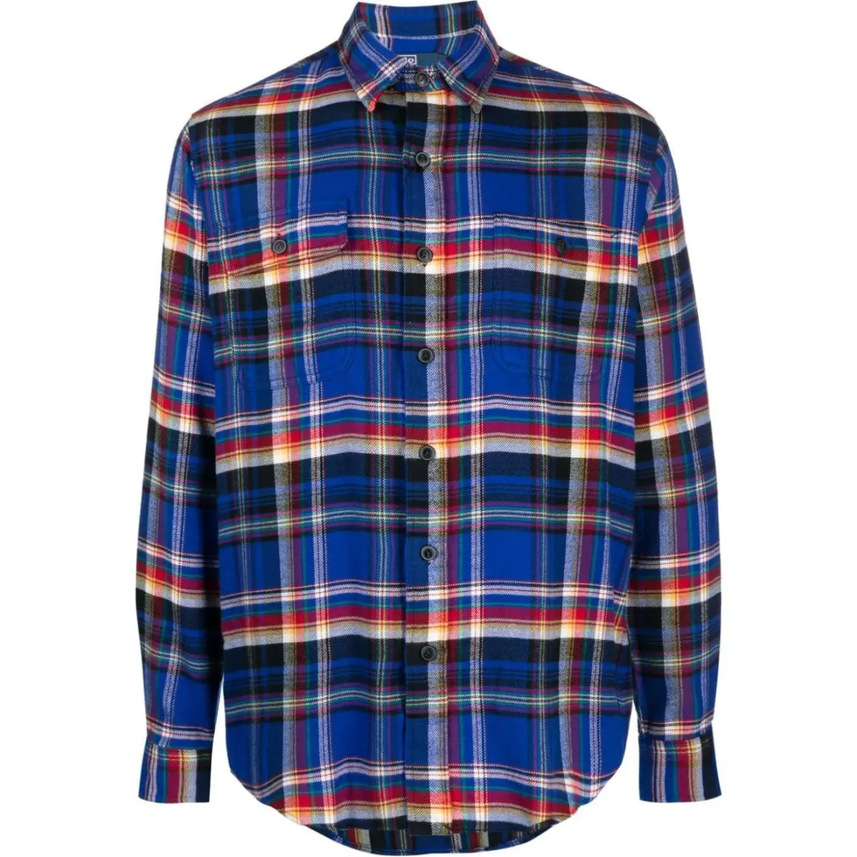 plaid check-pattern cotton shirt