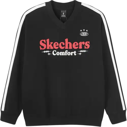 Skechers Sweatshirts Unisex Black V Neck Moderate Regular