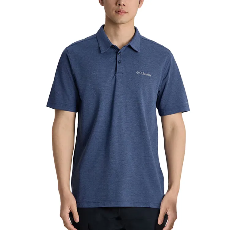 Columbia Polo Shirts Men's Blue Polo Collar Moderate Straight Fit