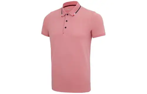 Li Ning Sports Life Collection Polo Shirts Unisex Apricot Pink Polo Collar Moderate Straight Fit