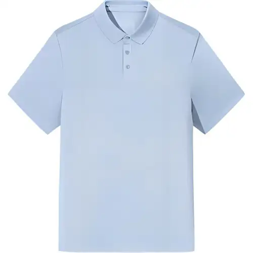 ANTA Variety Training Collection Polo Shirts Men's Spread Your Wings, Blue Polo Collar Moderate Straight Fit
