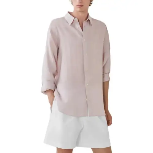 HERMES Shirts Men's Pink Lapel Moderate