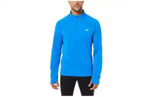 ASICS Sweatshirts Men's Blue Stand Collar Moderate Regular