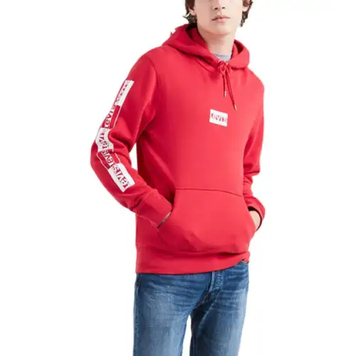Levis Sweatshirts Men's Red Hooded Moderate Regular