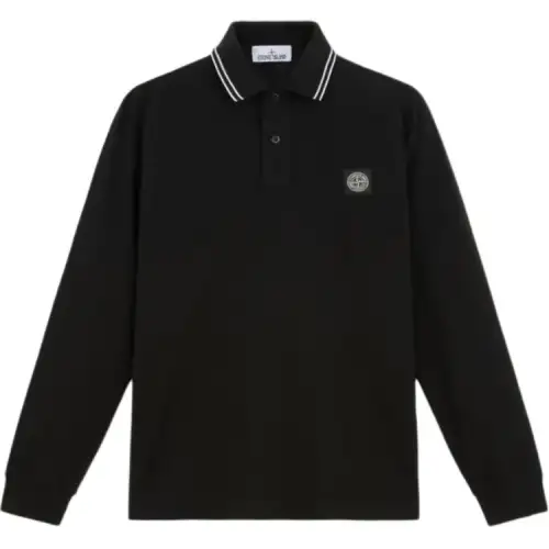STONE ISLAND Junior Logo patch Long sleeve Polo Shirt