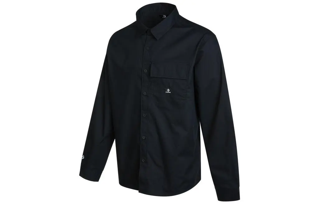 Converse Shirts Unisex Black Lapel Moderate Shirt