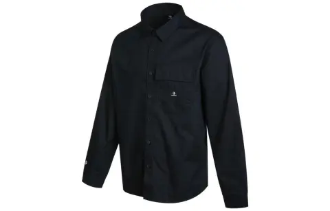 Converse Shirts Unisex Black Lapel Moderate Shirt