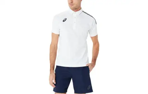 ASICS Polo Shirts Men's White Polo Collar Moderate Straight Fit