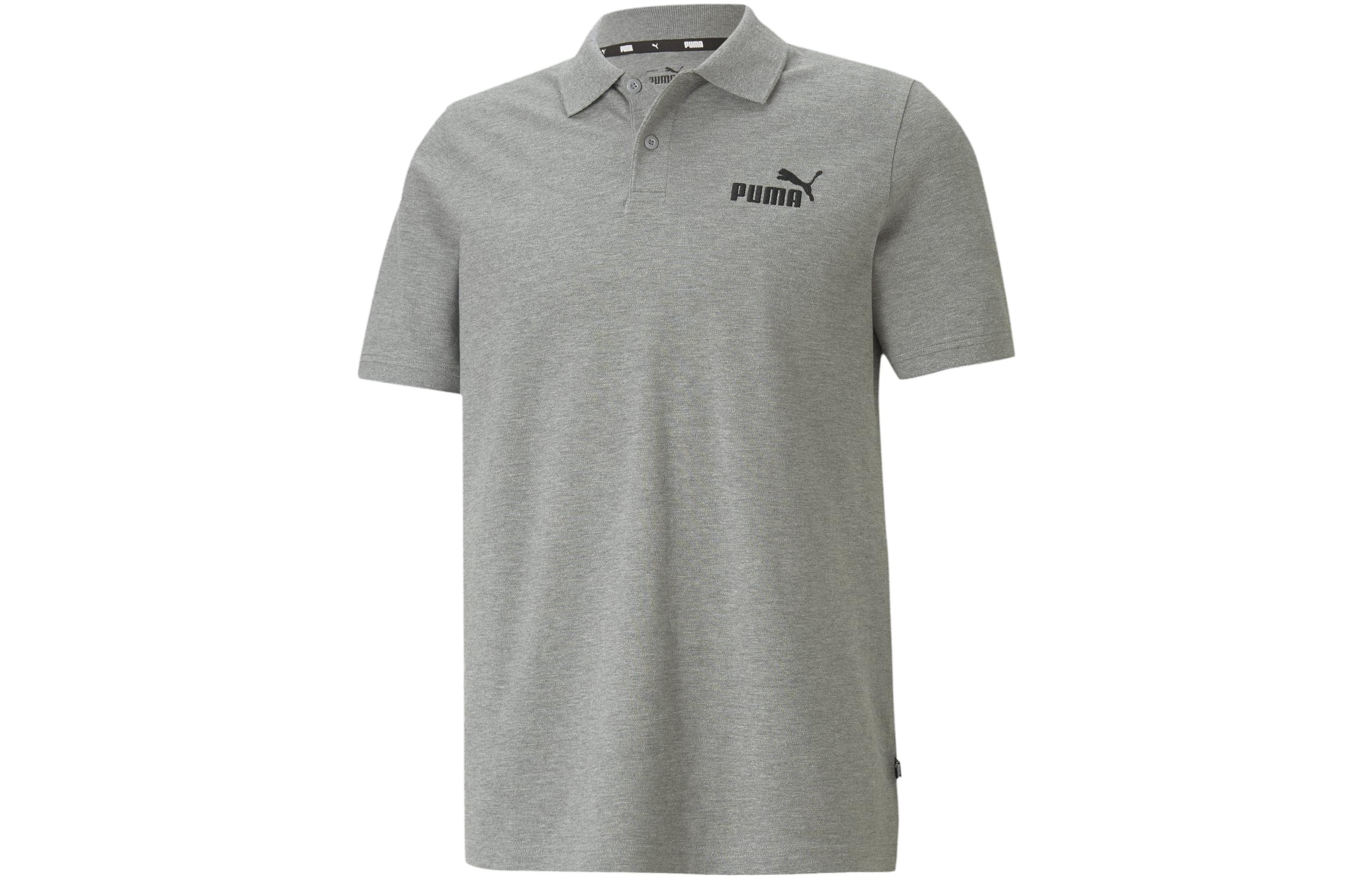 PUMA ESS Polo Shirts Men's Gray Polo Collar Moderate Straight Fit