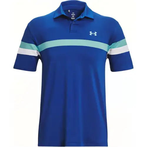 Under Armour Polo Shirts Men's Illusion Blue Polo Collar Moderate Straight Fit